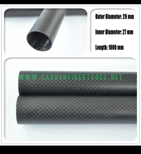 OD 29mm X ID 27mm X 1000MM 100% Roll Wrapped Carbon Fiber Tube 3K /Tubing 29*27 3K Plain Glossy HaoZhong Carbon Fiber Products