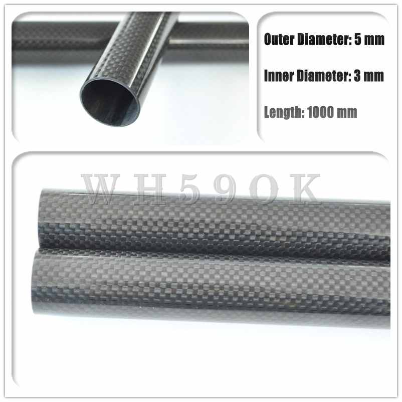 OD 5mm X ID 3mm 100% Roll Wrapped Carbon Fiber Tube 3K /Tubing 5*3 3K High Glossy Plain HaoZhong Carbon Fiber Products
