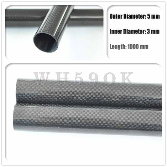 OD 5mm X ID 3mm 100% Roll Wrapped Carbon Fiber Tube 3K /Tubing 5*3 3K High Glossy Plain HaoZhong Carbon Fiber Products