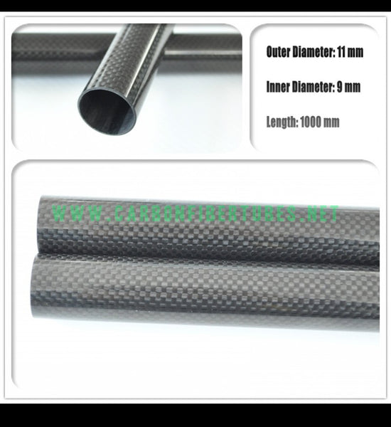 OD 11mm X ID 9mm X 1000MM 100% Roll Wrapped Carbon Fiber Tube 3K /Tubing 11*9 3K Plain Glossy HaoZhong Carbon Fiber Products