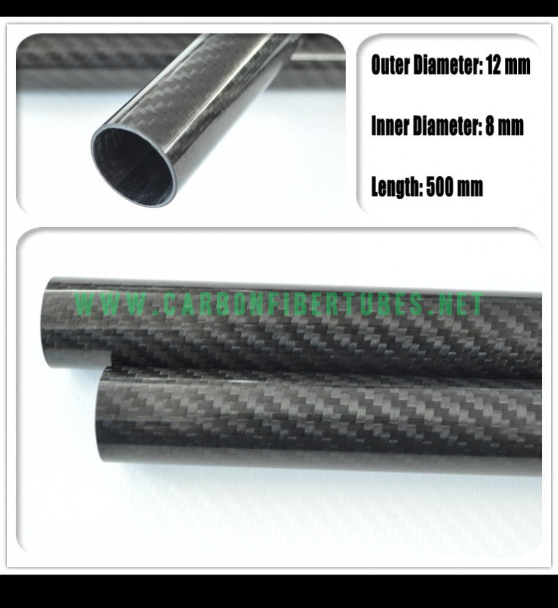 OD 12mm X ID 8mm 10mm 11mm X 500MM 100% Roll Wrapped Carbon Fiber Tube 3K /Tubing 12*8 12*10 12*11 HaoZhong Carbon Fiber Products