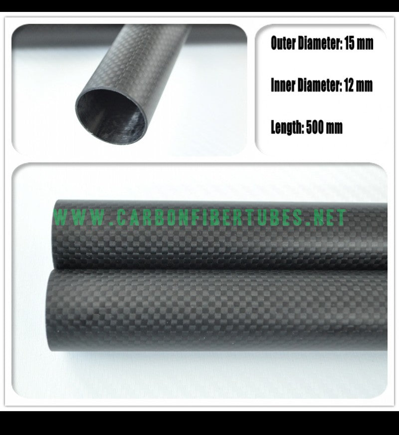 OD 15mm X ID 10mm 12mm 13mm X 500MM 100% Roll Wrapped Carbon Fiber Tube 3K /Tubing Glossy/Matte 15*10 15*12 15*13 HaoZhong Carbon Fiber Products