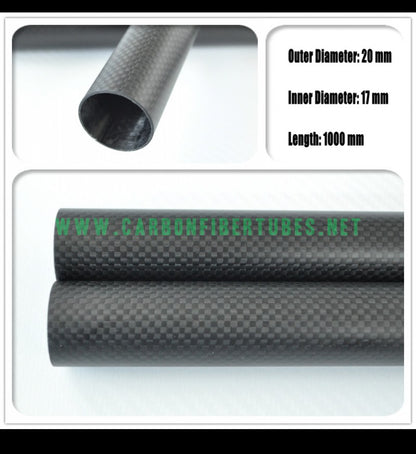 OD 20mm X ID 14mm 16mm 17mm 18mm 19mm X 1000MM 100% Roll Wrapped Carbon Fiber Tube 3K /Tubing 20*14 20*16 20*17 20*18 3K Plain/Twill Glossy/Matte HaoZhong Carbon Fiber Products