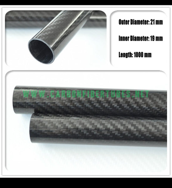 OD 21mm X ID 19mm X 1000MM 100% Roll Wrapped Carbon Fiber Tube 3K /Tubing 21*19 3K Twill Glossy HaoZhong Carbon Fiber Products