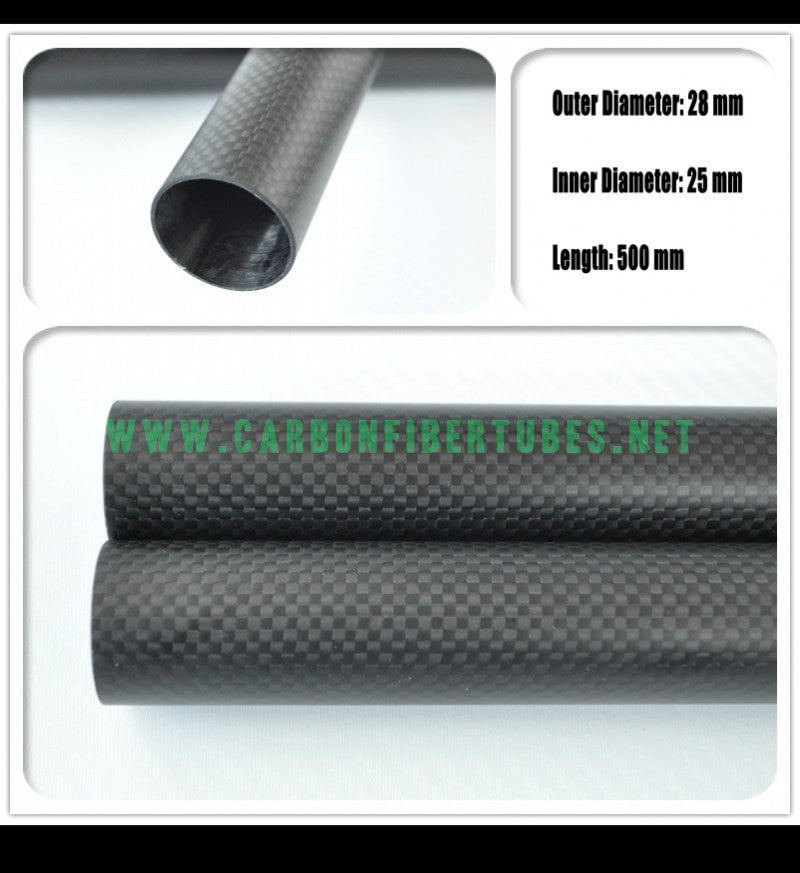 OD 28mm X ID 25mm 26mm X 500MM 100% Roll Wrapped Carbon Fiber Tube 3K /Tubing Plain Matte 28*25 28*26 HaoZhong Carbon Fiber Products