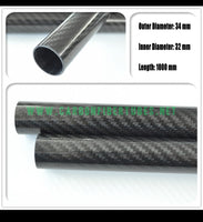 OD 34mm X ID 32mm X 1000MM 100% Roll Wrapped Carbon Fiber Tube 3K /Tubing 34*32 3K Twill Glossy HaoZhong Carbon Fiber Products