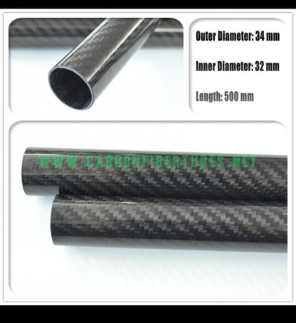 Wholesale sales 10-20Pcs OD 31mm - OD 40mm X 500MM 100% Roll Wrapped Carbon Fiber Tube 3K /Tubing Plain/Twill Glossy/Matte HaoZhong Carbon Fiber Products