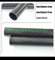 OD 34mm X ID 32mm X 500MM 100% Roll Wrapped Carbon Fiber Tube 3K /Tubing 34*32*500mm 3K Twill Glossy HaoZhong Carbon Fiber Products
