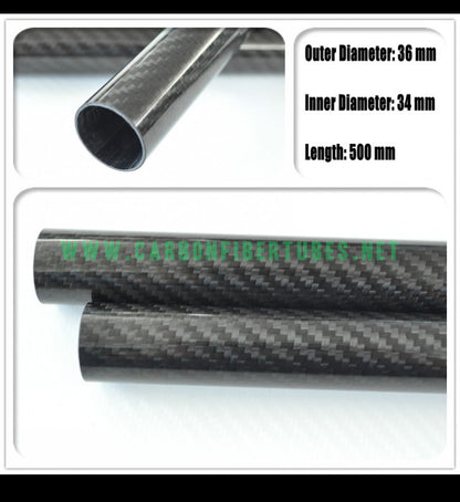 Wholesale sales 10-20Pcs OD 31mm - OD 40mm X 500MM 100% Roll Wrapped Carbon Fiber Tube 3K /Tubing Plain/Twill Glossy/Matte HaoZhong Carbon Fiber Products