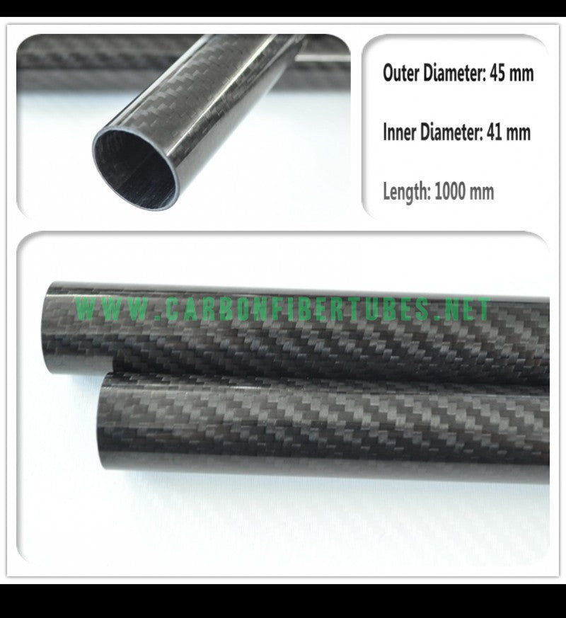 OD 45mm X ID 41mm X 1000MM 100% Roll Wrapped Carbon Fiber Tube 3K /Tubing 45*41 3K Twill Glossy HaoZhong Carbon Fiber Products