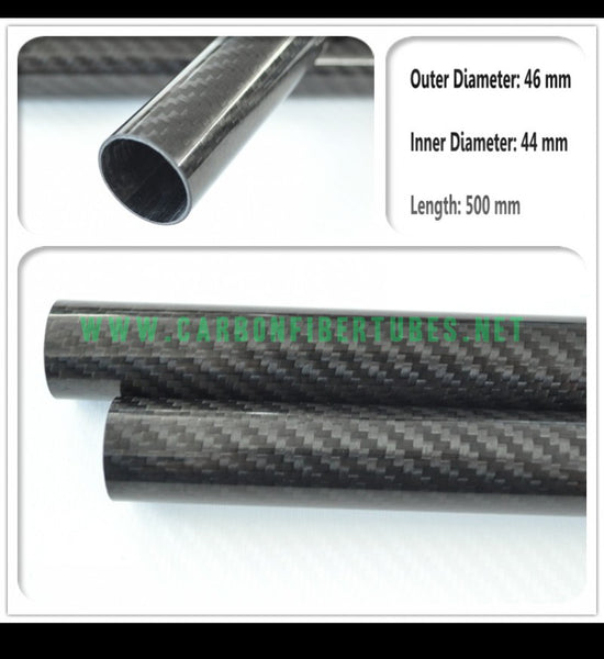 OD 46mm X ID 44mm X 500MM 100% Roll Wrapped Carbon Fiber Tube 3K /Tubing 46*44*500mm 3K Twill Glossy HaoZhong Carbon Fiber Products