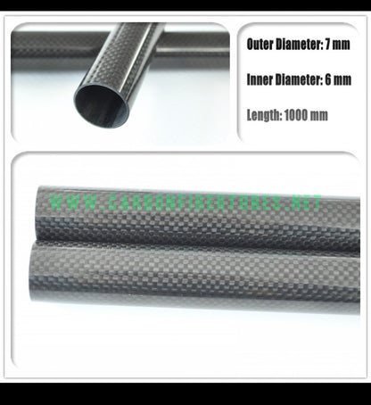 OD 7mm X ID 5mm 6mm X 1000MM 100% Roll Wrapped Carbon Fiber Tube 3K /Tubing 7*5 7*6 3K Plain Glossy HaoZhong Carbon Fiber Products